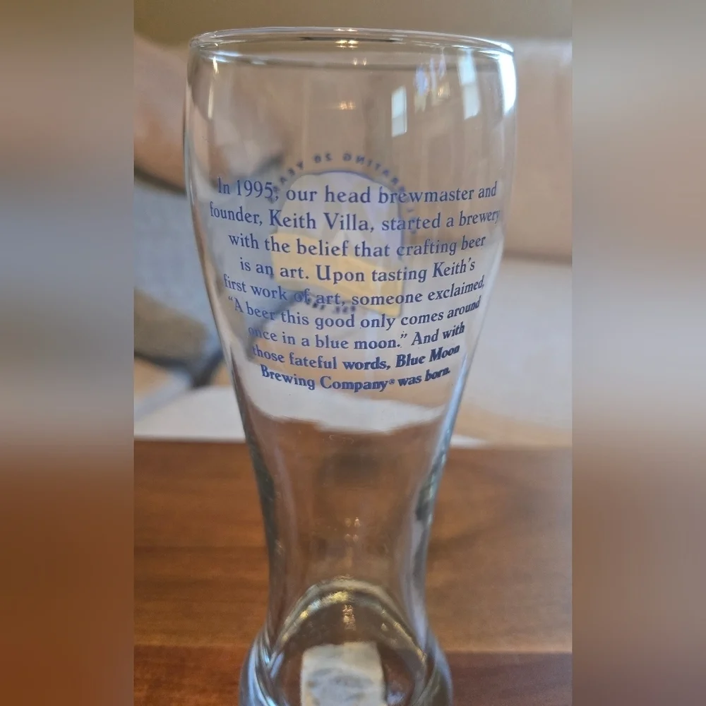 NWT | Blue Moon | 20 Years Anniversary Brewing Company Pint Beer Glass Souvenir